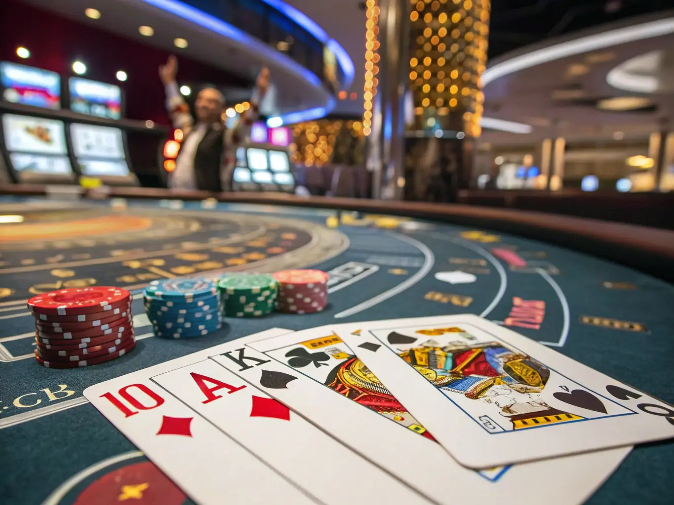 An image depicting a blackjack table with cards being dealt, chips stacked neatly, and players engaged in the game, capturing the excitement and strategy involved in playing blackjack on Betnova.be.